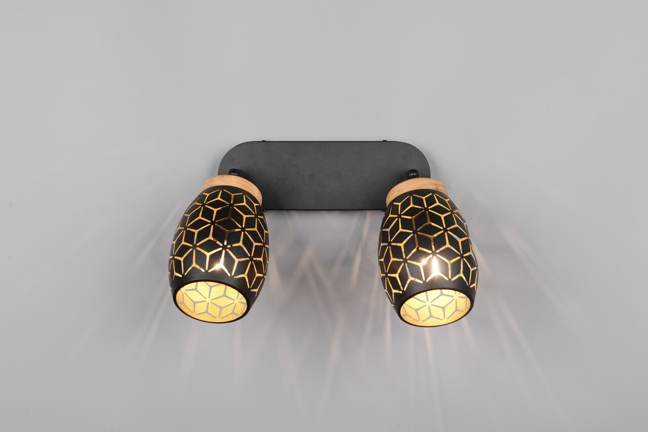Plafoniera Bidar, RL, 28x12x27 cm, 10W, 2x E14, metal, negru/natur - imagine 5
